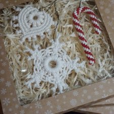 Potrójny zestaw świąteczny - makramowe zawieszki na choinkę