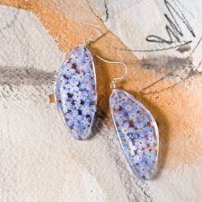 Duże kolczyki - niezapominajki, żywica, srebro