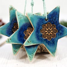 3 ceramiczne gwiazdy choinkowe - boho