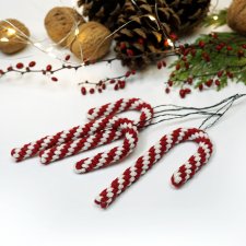 Zestaw świątecznych lasek na choinkę - makrama