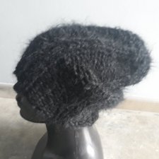 Czarna moherowa czapka unisex beanie