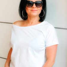 T-shirt damski kimonowy kolor biały