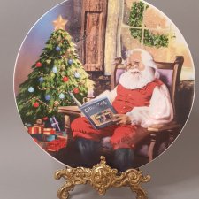 Porcelanowy Kolekcjonerski Talerz Świąteczny z Mikołajem, Święty Mikołaj, Dekoracyjny Talerz