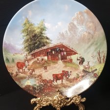 Porcelanowy Kolekcjonerski Talerz Auf der Alm Christian Lückel "Na Jałmużnie"