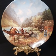 Porcelanowy Kolekcjonerski Talerz "Am Bergsee" Christian Lückel "Nad górskim jeziorem"
