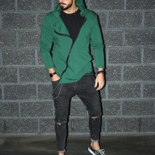 CARDIGAN BUTTON LIGHT butelkowy ciemno zielony kardigan