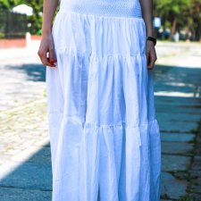 Spódnica maxi boho biała z gumkami w pasie XS/S
