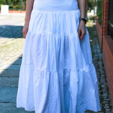 Spódnica maxi boho biała z gumkami w pasie M/L