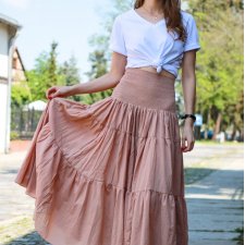 Spódnica maxi boho kolor karmel z gumkami w pasie M/L