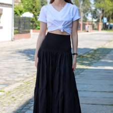 Spódnica maxi boho czarna z gumkami w pasie M/L