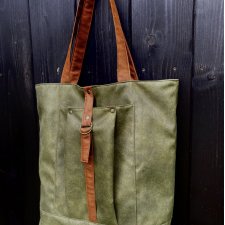 Torba tote XXL - zieleń, koniak