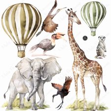 Sawanna Afryka słoń, żyrafa, balon rozm. XL