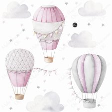 Pastelowe różowe balony, chmurki akwarela rozm. M