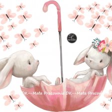 króliczek, zajączek w parasolce