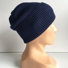 Beanie czapka z wełny merino VARELLA 100% Baby Merino 13 Granatowy (różne kolory na zamówienie)