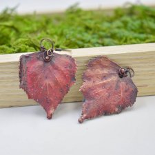 Red birch - kolczyki z prawdziwymi liścmi