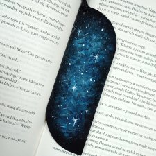 Drewniana zakładka do książki ręcznie malowana gwiazdy galaktyka personalizacja