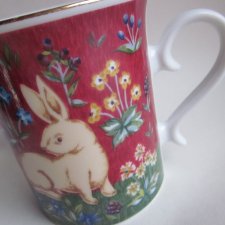 MILLE FLEURS RABBIT PORCELAIN PAST TIMES MADE IN JAPAN - ORYGINALNY KUBEK PORCELANOWY