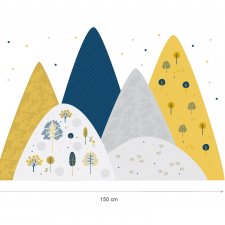 NAKLEJKA ŚCIENNA 120x180cm - Żółty + Granat - Góry Las  Dziwczynka Chlopiec Ściana Mięta Dekoracje Zwierzęta Rośliny Drzewa