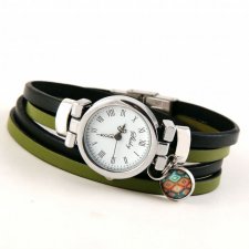 Zegarek-bransoletka w odcieniach zieleni z zawieszką