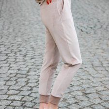 Spodnie dresowe welurowe kolor beżowy rozmiar M/L