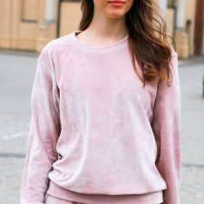 Welurowa bluza dresowa pudrowy róż M/L