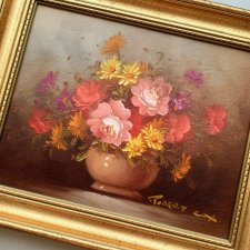Robert Cox Oil Painting - Vase of Roses ❀ڿڰۣ❀ Ręcznie malowany obraz olejny, efektowna złocona rama