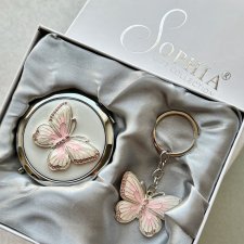 Sophia Butterfly Gift Collection - Emalii czar ❤ Biżuteryjny komplet, lusterko i breloczek ❤