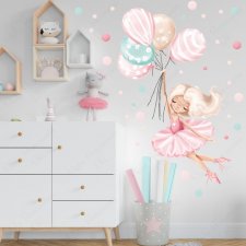 Baletnica pastelowe baloniki- Naklejka na ścianę