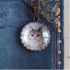Portret kota, Twoje ulubione zwierzę, ręcznie malowany naszyjnik