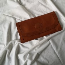 Koniakowa skórzana kopertówka vintage