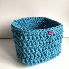 Koszyk ze sznurka bawełnianego dno 20x20, wysokość 15 cm Turkus 430