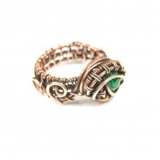 Malachit pierścionek z miedzi