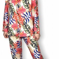Dwuczęściowa piżama damska z wiskozy Wodaco  - kwiaty - rozmiar S