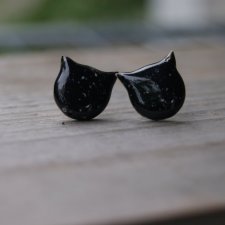 Ceramiczne kolczyki "Duże czarne kotki"/stal chirurgiczna