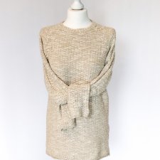 Kremowy, bawełniany sweter Bershka rozmiar L długi oversize prosty