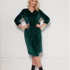 Kopertowa sukienka z weluru - SUK206 zielony