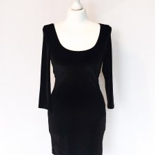 Mała czarna z długim rękawem Asos rozmiar 34 welur obcisła seksowna elegancka
