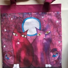 pink full moon  -autorska  limitowana seria -duża torba -SHOPPER BAG- COTTON - 37 X 43,5 PLUS RA