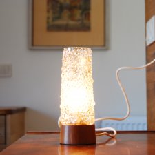 Lampa biurkowa w stylu vintage, stara lampka, formowane szkło, lampki nocne, lampa duńska z lat 60