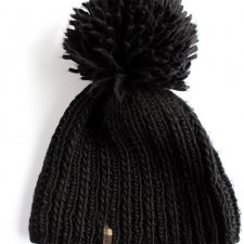 Barts CZAPKA vintage mięsista ciepła czarna beanie pompon ocieplana