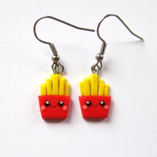 Śmieszne Kolczyki na Sztyft Kolczyki Frytki Kolczyki Fast Food Kolczyki Emoji Pomysł na Prezent