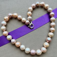 Wyjątkowe! ❤ Honora Pearl 12-14mm Cultured Ming Pastel Colored Necklace, Sterling Silver - Duże naturalne perły - Czar i elegancja z natury ❤