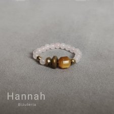 Pierścionek "Średniowieczny skarb" elastyczny kamienie sokole oko