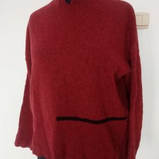 Sweter czerwony wełniany wełna 42