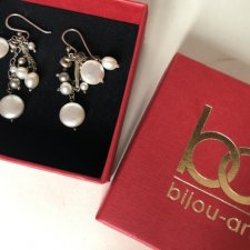 Silver 925 i naturalne perły hodowlane efektowne kolczyki - bijou art