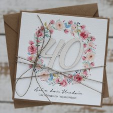 Rustykalna kartka na 40 urodziny dla kobiety