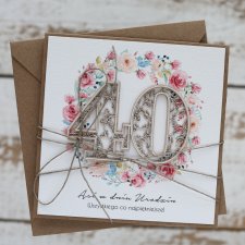 Rustykalna kartka na 40 urodziny dla kobiety