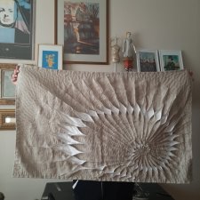 Tkanina artystyczna na ścianę, lniana, minimalistyczna, geometryczna