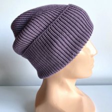 Beanie czapka z wełny merino VARELLA 100% Baby Merino 40 Ametyst - od ręki